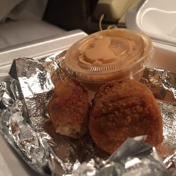 Boudin balls (3) at NOLA Poboys, Bourbon Street New Orleans