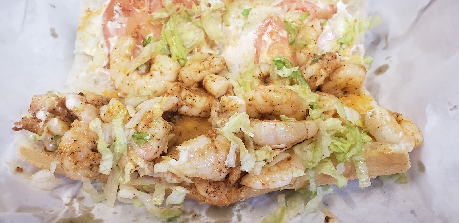 Grilled shrimp poboy at NOLA Poboys, Bourbon Street New Orleans